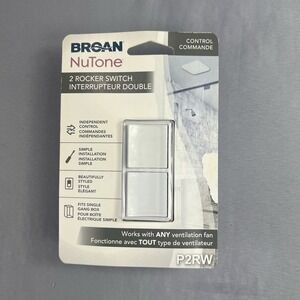 Broan NuTone P2RW White 2 Rocker Switch Light Fan Control
